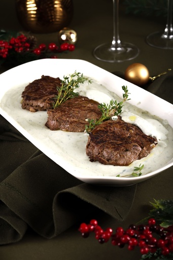 [147372]  FILÉ  MIGNON ESCALOPE AO MOLHO DEMI GLACE